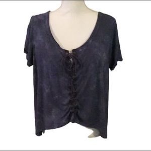 Rue 21 blue high/low tee shirt tie down the front